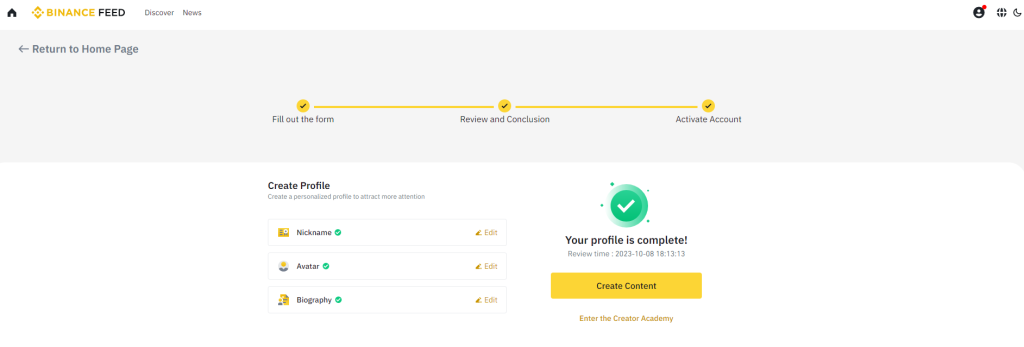Binance Feed content