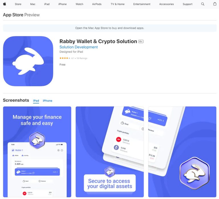Screenshot of the Fake Rabby Wallet App Source: Apple App Store