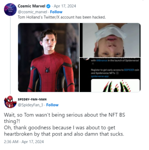 Tom Holland's X account hacked