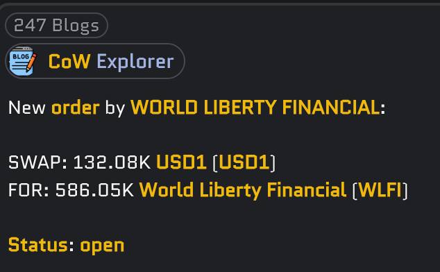 WLFI executed a 132K USD1 token buyback.